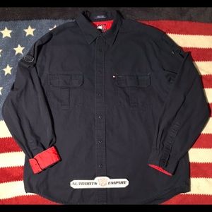 NWOT Vintage Tommy Hilfiger Jeans Military Sportsman Surplus Shirt XL camp rlx 1